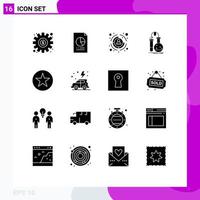 User Interface Pack of 16 Basic Solid Glyphs of science flask graph chemistry target Editable Vector Design Elements