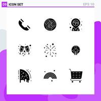 Modern Set of 9 Solid Glyphs and symbols such as wine drink labyrinth placeholder carnival Editable Vector Design Elements