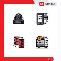 Pack of 4 Modern Filledline Flat Colors Signs and Symbols for Web Print Media such as astronaut wifi helmet credit beef Editable Vector Design Elements