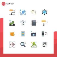 16 User Interface Flat Color Pack of modern Signs and Symbols of clipboard transport analytics tractor internet Editable Pack of Creative Vector Design Elements