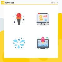 Editable Vector Line Pack of 4 Simple Flat Icons of mic park reporter web entrepreneur Editable Vector Design Elements