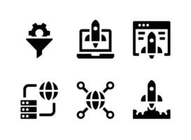 conjunto simple de iconos sólidos de vector de marketing digital