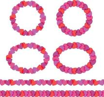 valentine hearts circular frames and border stripe pattern vector