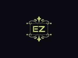 Minimal Ez Logo Image, Square Ez Luxury Logo Letter Vector Icon Design