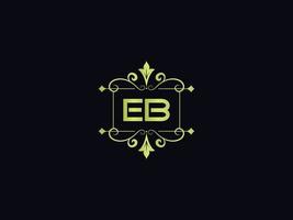 Minimal Eb Logo Image, Square Eb Luxury Logo Letter Vector Icon Design