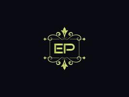 Minimal Ep Logo Image, Square Ep Luxury Logo Letter Vector Icon Design
