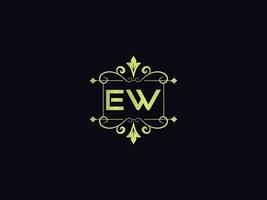 Minimal Ew Logo Image, Square Ew Luxury Logo Letter Vector Icon Design