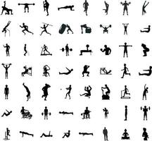 ilustración de silueta de diferentes atletas masculinos que están haciendo ejercicio vector