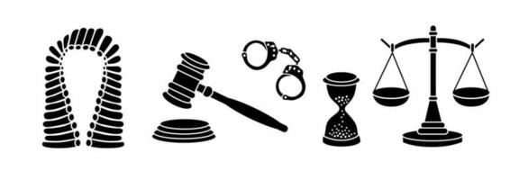 Law symbols set. Scales vector hand drawn.