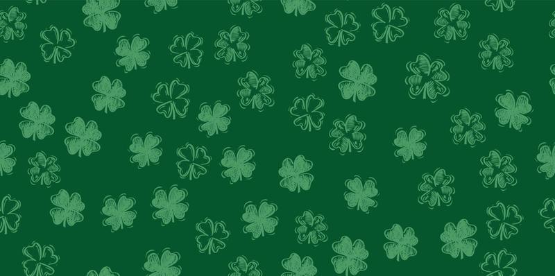 Patricks Day, flying clover, hand drawn illustrations.