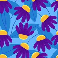 Colored daisies seamless pattern, floral background. Vector floral print