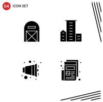 Group of 4 Solid Glyphs Signs and Symbols for agriculture residences pilgrim estate half Editable Vector Design Elements