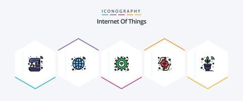 Internet de las cosas paquete de iconos de 25 líneas completas que incluye sensor. inalámbrico. red. Wifi. Wifi vector