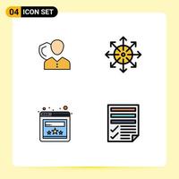 Pictogram Set of 4 Simple Filledline Flat Colors of security media person shield platform Editable Vector Design Elements