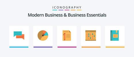 Modern Business And Business Essentials Flat 5 Icon Pack Including paper. edit. business. document. graph. Creative Icons Design vector