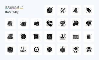 25 Black Friday Solid Glyph icon pack vector