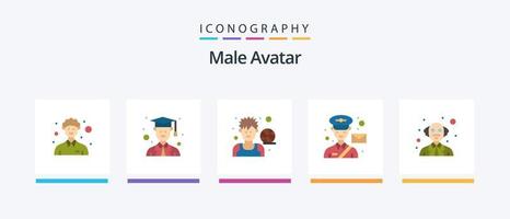 Male Avatar Flat 5 Icon Pack Including person. post. avatar. man. avatar. Creative Icons Design