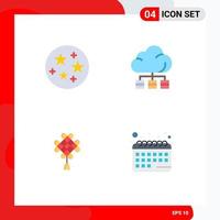 Stock Vector Icon Pack of 4 Line Signs and Symbols for science chinese cloud technology appointment Editable Vector Design Elements