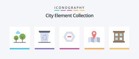 paquete de iconos flat 5 de colección de elementos de la ciudad que incluye. caja de ventana menos. ventana. viaje. diseño de iconos creativos vector