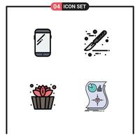 Set of 4 Vector Filledline Flat Colors on Grid for phone sauna huawei scalpel estimation Editable Vector Design Elements