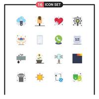 Pack of 16 Modern Flat Colors Signs and Symbols for Web Print Media such as check search summer heart health care Editable Pack of Creative Vector Design Elements