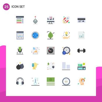 Pack of 25 creative Flat Colors of rocket code joystick data laptop Editable Vector Design Elements