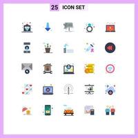 Pictogram Set of 25 Simple Flat Colors of school laptop email ring diamond Editable Vector Design Elements