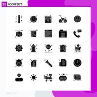 25 Universal Solid Glyph Signs Symbols of manager outline time optimization bicycle podcast Editable Vector Design Elements