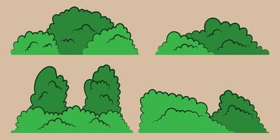 Set of vector green bushes