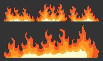 Cartoon fire flames flat collection vector