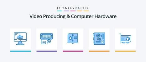 Video Producing And Computer Hardware Blue 5 Icon Pack Including motherboard. mainboard. input. main. instruction. Creative Icons Design vector