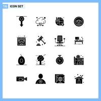 Group of 16 Modern Solid Glyphs Set for home coin technology bangladeshi graph Editable Vector Design Elements