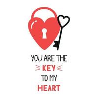 Cute love lock and key. Element for greeting cards, posters, stickers and seasonal design. vector