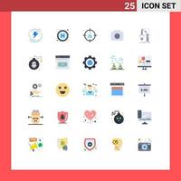 25 Universal Flat Color Signs Symbols of hand automation target ui image Editable Vector Design Elements