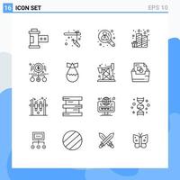 User Interface Pack of 16 Basic Outlines of money cash management party candle Editable Vector Design Elements