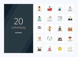 20 Summer Flat Color icon for presentation vector