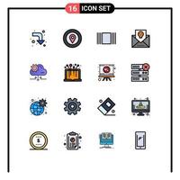 16 Universal Flat Color Filled Line Signs Symbols of gear cloud thumbnails mail halloween Editable Creative Vector Design Elements