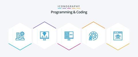 Programming And Coding 25 Blue icon pack including development. coding. development. development. computer vector