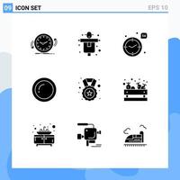 User Interface Pack of 9 Basic Solid Glyphs of medal thanks scarecrow food heart Editable Vector Design Elements