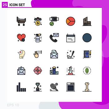 User Interface Pack of 25 Basic Filled line Flat Colors of modern christian safety building graphical Editable Vector Design Elements