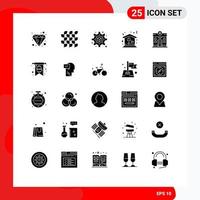 Set of 25 Vector Solid Glyphs on Grid for home city millet move house Editable Vector Design Elements