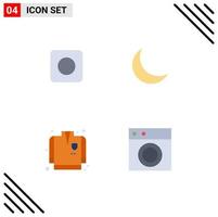 conjunto de 4 paquetes de iconos planos comerciales para la aplicación bombero luna muebles naturales elementos de diseño vectorial editables vector