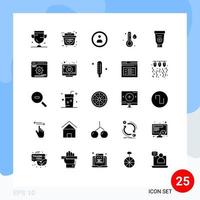 25 Thematic Vector Solid Glyphs and Editable Symbols of mechanic equipment interface cream temperature Editable Vector Design Elements