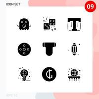 Modern Set of 9 Solid Glyphs and symbols such as briefs storage font reel camera reel Editable Vector Design Elements