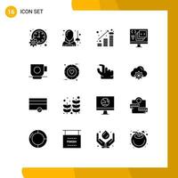 Modern Set of 16 Solid Glyphs Pictograph of develop app man money up finance Editable Vector Design Elements