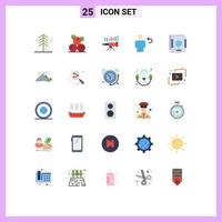 Pack of 25 Modern Flat Colors Signs and Symbols for Web Print Media such as body avatar telescope vision market Editable Vector Design Elements