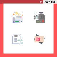 conjunto de 4 iconos planos vectoriales en la cuadrícula para la gestión de contenido cheaque picadora de alimentos batidora de carne huevo elementos de diseño vectorial editables vector