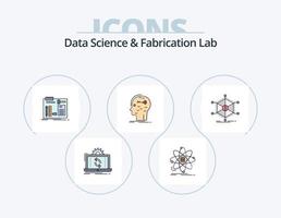 línea de laboratorio de fabricación y ciencia de datos lleno de icono paquete 5 diseño de icono. inteligencia. cerebro. sincronizar ai. ingeniero vector