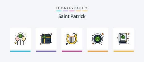 la línea de san patricio llenó el paquete de 5 iconos, incluido el móvil. día irlandés. feliz. papel. festival. diseño de iconos creativos vector