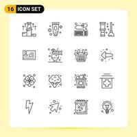 16 Universal Outlines Set for Web and Mobile Applications license to work bath spa clean mouse Editable Vector Design Elements